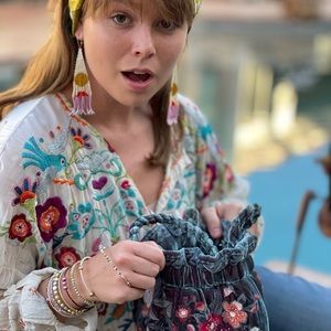 JOHNNY WAS Kira Velvet Pouch, NWT